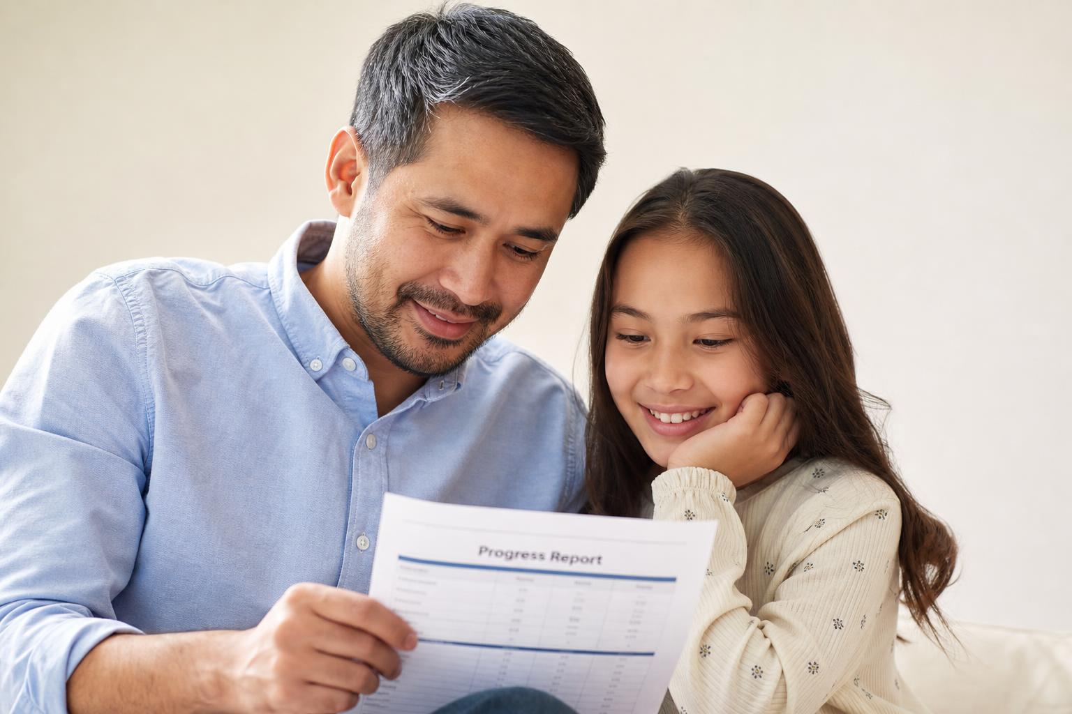 Parent reviewing the readiness report with their child